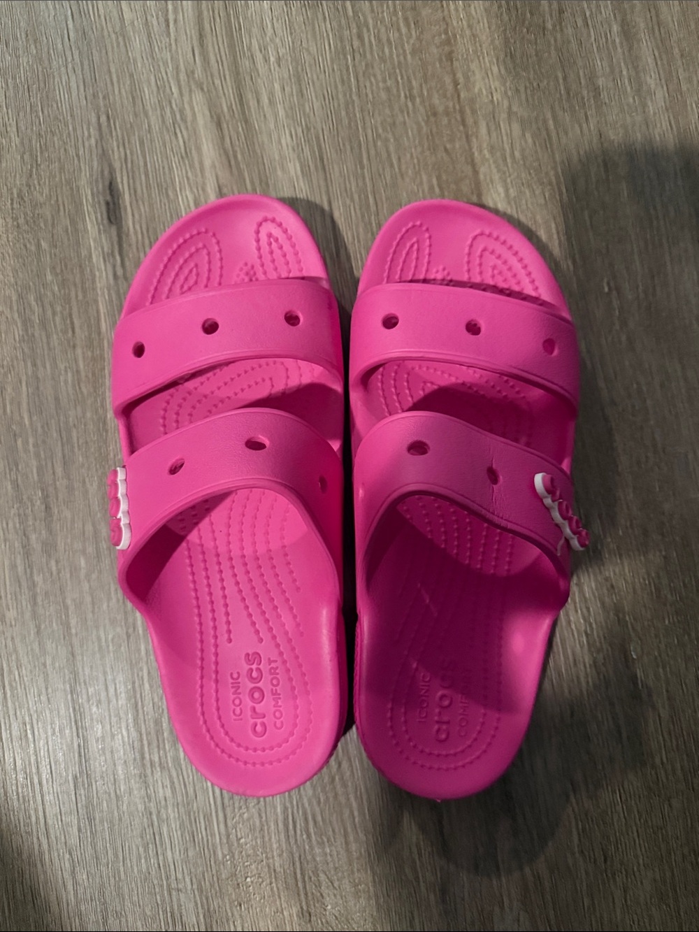 CROCS Womens Pink Dual-Strap Slide Sandals - Picture 2 of 2